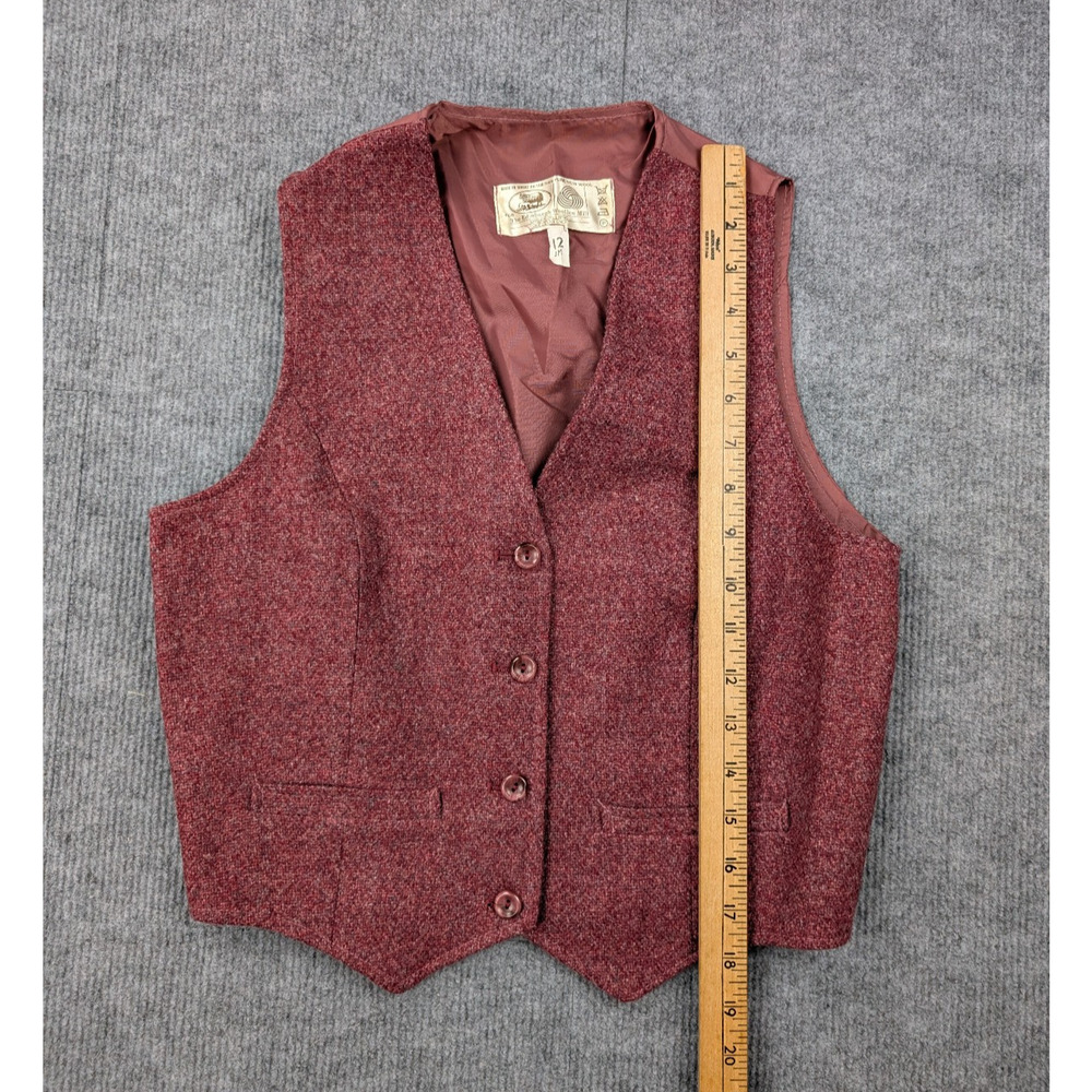 Edinburg Woollen Mill Skirt Suit Set Women 10 3 Piece Vintage Red Pleated Retro - Picture 12 of 16